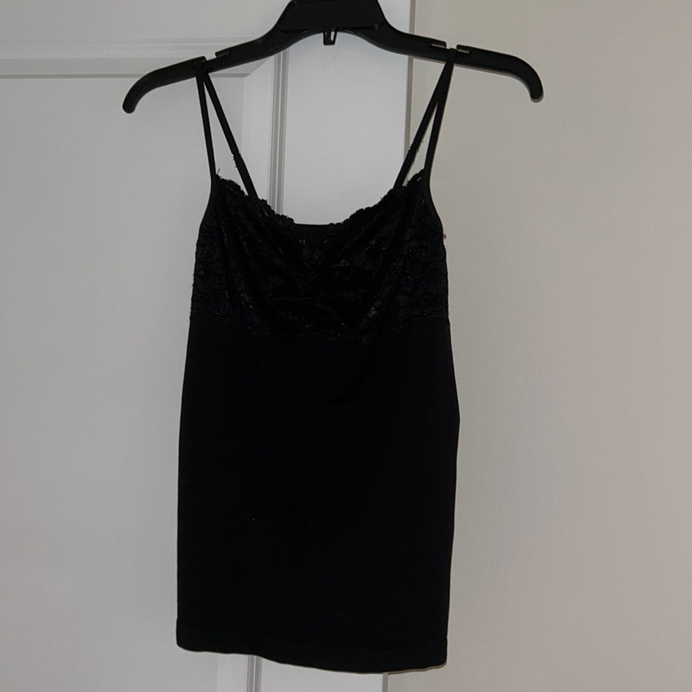 WHBM Black Cami With Lace, Size S